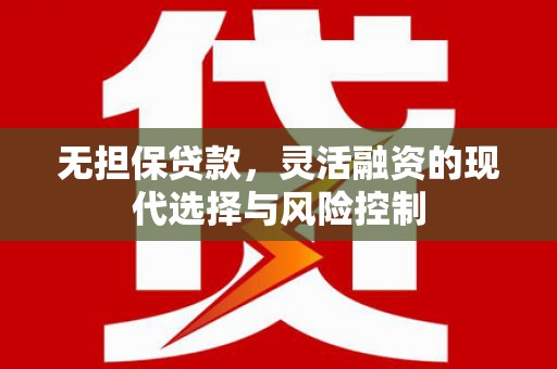 武陟无担保贷款，灵活融资的现代选择与风险控制