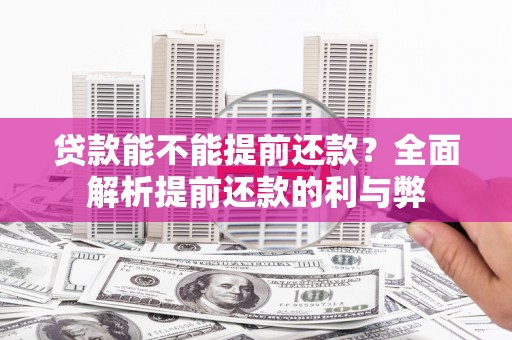 武陟贷款能不能提前还款？全面解析提前还款的利与弊